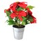 Northlight 15.5" Red and Green Artificial Poinsettia Christmas Flower Arrangement in Silver Pot